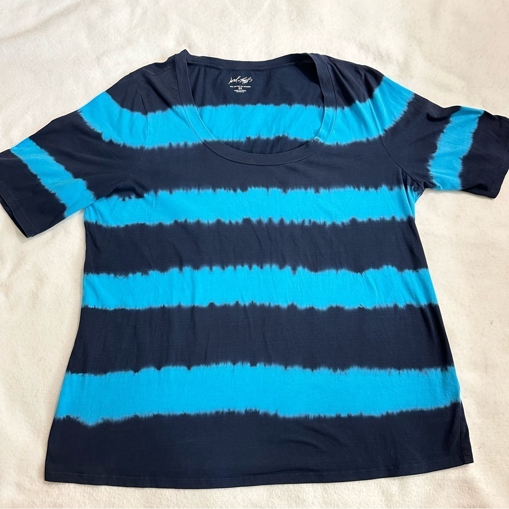 Lord & Taylor Scoop Neck Vibrant Blue/Navy Tie Dye T-shirt Super Soft size 3X‌‌‌